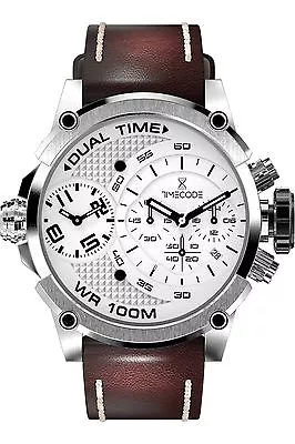 TIMECODE Marconi Men's Watch Chronograph Leather Date Dual-Time 46mm TC-1002-02 • $265.81