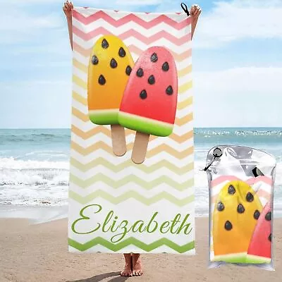 Personalised Customized Towel Name Text Logo Beach Towel Holiday Birthday Gift • $21.99