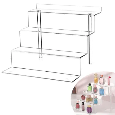 4-Tier Clear Acrylic Riser Self-Install Display Shelf Removable Rack For Figures • £10.27