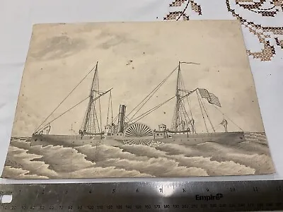 Original Rare Civil War Usn Artwork From Battle Mobile Bay Naval Hero • $1697.88