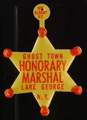 Vintage 1960s Ghost Town Honorary Marshal Badge Lake George NY Souvenir • $16.84