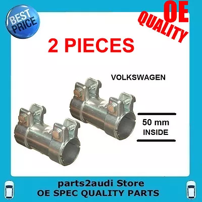 VW Muffler Clamp Clamps 2pcs 50mm Dual Clip Fits VOLKSWAGEN  BEETLE GOLF JETTA  • $36.99