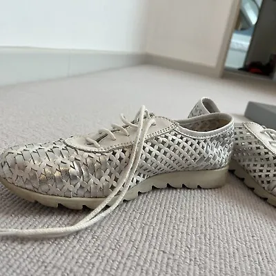 John Lewis The Flexx Silver Lace Up Shoes UK Size 6 • £10