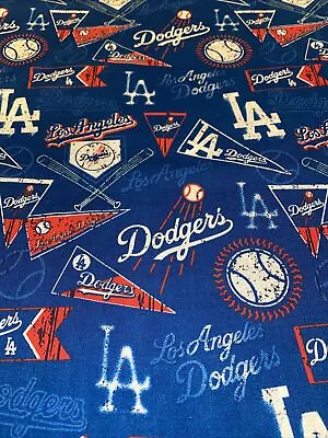 MLB LA Dodgers Fabric 100% Cotton HALF YARD 18 X 58 • $5