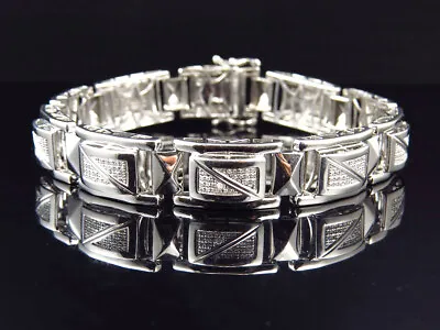 Mens Real Diamond Cut Out Style Bracelet In White Gold Finish 12MM .70ct • $399.99