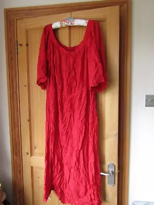 NWT M&S Collection Beachwear 22 Red Floaty Dress Wide Sleeves Tie Belt A1 • £17.99