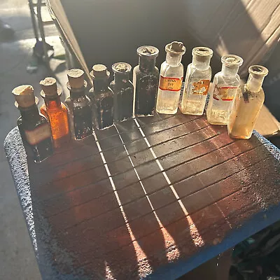 Lot Of Vtg Apothecary Pharmacy Lab Medicine Jars Bottles (10 Bottles) Lot #A7 • $10