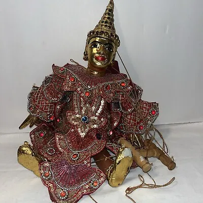 Thai Burmese Handmade Wood Marionettes Puppet FLAWED 13” • £7.71