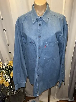 Vintage Levi's Jean Shirt Chambray Denim Blue Jean Button Work Shirt Mens L • $29.99