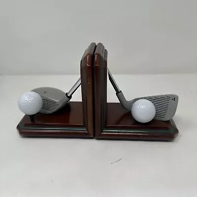 Pair Of Vintage Wood & Metal Golf Club And Ball Bookends • $17