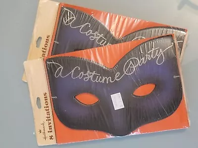 Vintage Hallmark Cards Costume Party Mask Invitations NOS New Pack Of 2 Die Cut • $35.98