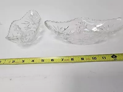 Lot Of 2 Vintage Anchor Hocking EAPC Prescut Crystal STAR Of DAVID Gondola Bowl • $34.99