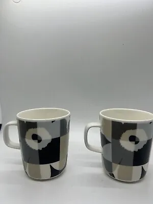 Marimekko  RUUTU-UNIKKO  Mug Cup Set Of 2 Gray And Black • $45