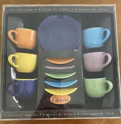 Vintage Gibson Color Cafe 12 Piece Espresso Set  4 Ounce Open Box 2004 • $22