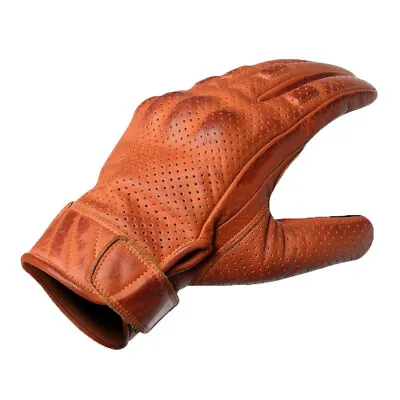 VANCE LEATHERS USA Men's Waxed Austin Brown Leather Perforated Motorcycle Glove • $32.95