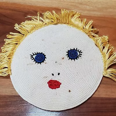 Vintage Hot Pad Face With Blond Hair And Blue Eyes • $4.99