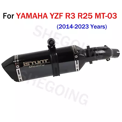 For YAMAHA YZF R3 R25 MT-03 2014-2023 Motorcycle Exhaust Slip On Modified Pipe • $95.93