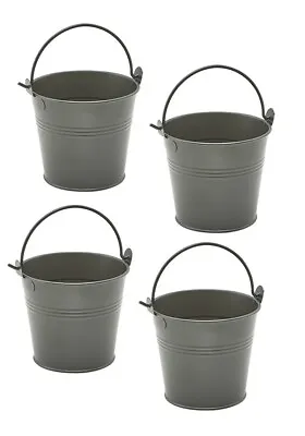 4 Pack Of Galvanised Steel Serving Buckets Cutlery Food D10 X H9cm 50cl/17.6oz • £10.99