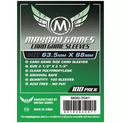 Mayday Games Card Game Sleeves - 100 Pack - 63.5 X 88 Mm (K) • £2.20