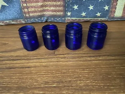 Blue Glass Vicks Vapor Rub Bottle Lot Of 4 • $12