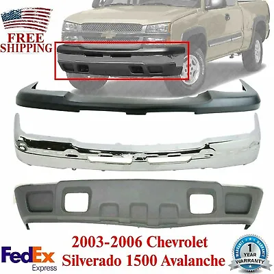 Front Bumper Chrome + Valance + Upper Cover For 2003-2006 Chevy Silverado 1500 • $462.23