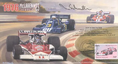 1976 McLAREN-COSWORTH TYRRELL-COSWORTH FERRARI USA F1 Cover Signed IAN SCHECKTER • $13.68