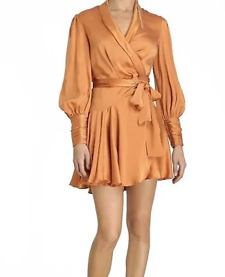 🧡Zimmerman Silk Wrap Dress In Mango Size 3 • $330