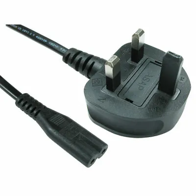 £4.47 • Buy Figure 8 Power Lead Cable Plug Cord Mains C7 Iec Fb04 Uk 2 Pin  Tape Tv Eight 1m