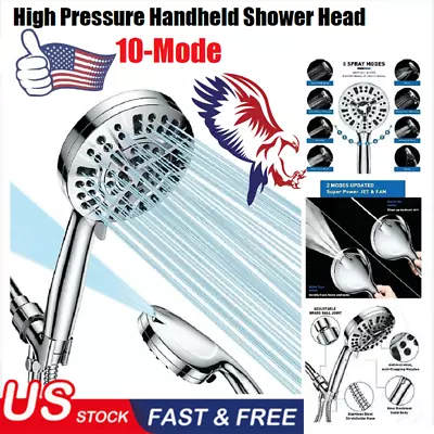 $18.59 • Buy 10-Modes Hand Shower Head For Aquacare AS-SEEN-ON-TV High Pressure-Antimicrobial