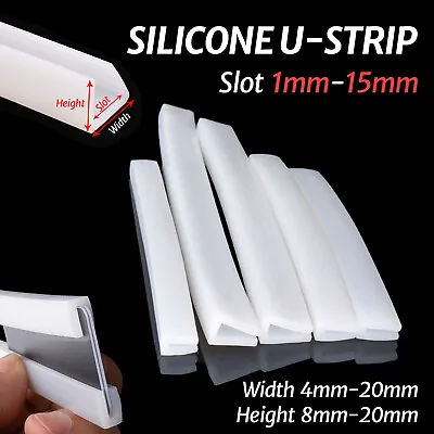 U-Shape Silicone Rubber Sealing Strip Slot 1mm-15mm U Channel Edging Trim White • $3.95