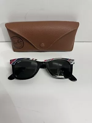 Ray-Ban Wayfarer II RB 2143 1034 Designer Black/striped 50mm G-15 Lens-Mint+Case • $79.99