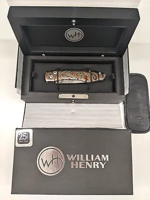 William Henry Topo Titanium Pocket Knife Damascus Steel And Smoky Quartz NEW • $1500