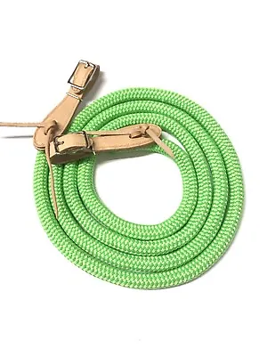 Neon Green Yacht Rope Rein 5/8   With Buckle Slobber Straps Clinician  Reins • $38