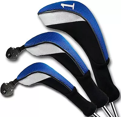 $25.99 • Buy 3X Golf Driver Fairway Hybrid Woods Club Head Covers Set Long Neck Finger Ten 