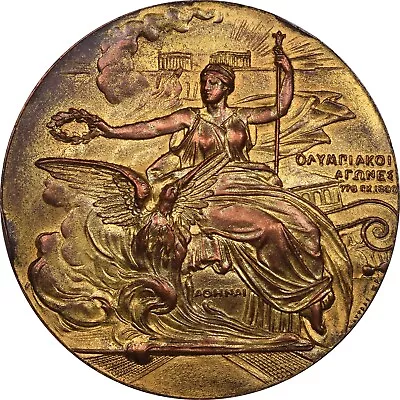 Athens 1906 Intermediate Olympic Games Authentic Gold Plated Participation Medal • $1000