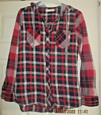 QED LONDON Size 8 Chequered Hooded Shirt Soft Touch Only £3.99 • £3.99