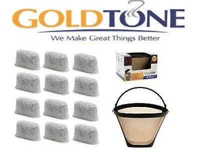$12.99 • Buy (12) GoldTone Charcoal Water Filters & #4 Cone Filter For Cuisinart Coffee Maker