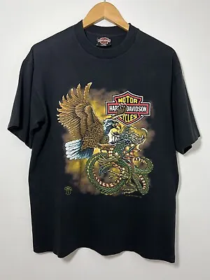 Vintage Harley Davidson T Shirt Eagle Dragon 1988 Size L Rare Hawaii Graphic • $84.99