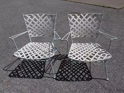 2 Vintage Russell Woodard Brown Jordan ERA Mid Century Steel Patio ARM Chairs • $250