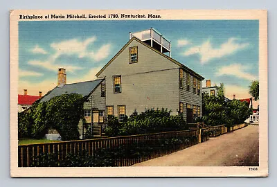 Birthplace Maria Mitchell Nantucket Mass MA Linen Postcard Posted 1947 • $6.83