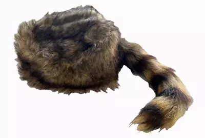 24  LARGE ADULT REAL RACCOON TAIL HAT Fur Caps Boone Rendevous Pelt Costume • $18.61