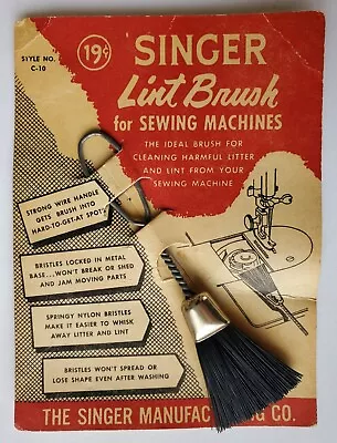 Singer Sewing Machines Lint Brush Womans Cleaning Tool Nos On Cardboard C-10 • $6.99