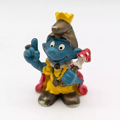 Smurfs Emperor Smurf King Vintage Figure PVC Toy Figurine Mushroom 1978 • $8.85