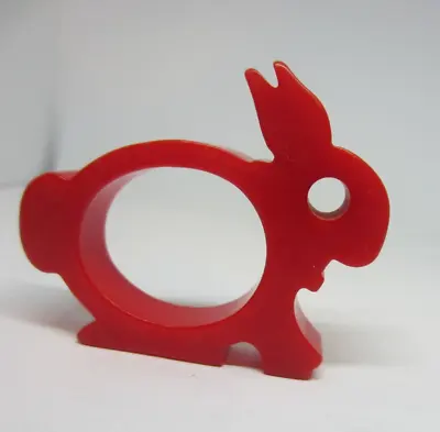 Vintage Bakelite Red No Eyes Bunny Rabbit Napkin Ring Tested Confirmed MCM • $17.82