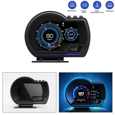 Digital Car Speedometer HUD OBD2 GPS Gauge Head Up With RPM Alarm Temp • £45.99