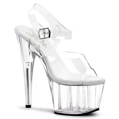 £67.40 • Buy Pleaser Adore 708 Clear Platform Pole Lap Dancing Stiletto Heel Sandals Shoes