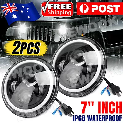 2x 7'' Inch Round LED Headlights Hi/Lo Beam DRL Projector Fit For GQ PATROL A • $40.95