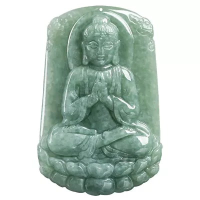 Certified Natural Grade A Jade Ice Jadeite Da Ri Tathagata Buddha Statue Pendant • $29.55