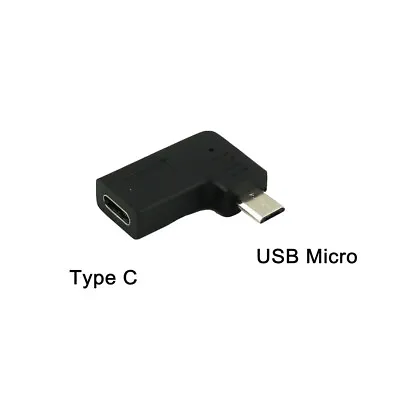 1x Micro USB Male Plug To Type C Female Left Angle Jack Data Charging Adapter • $1.99