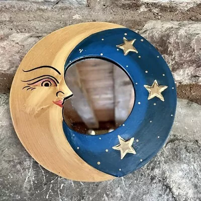 FAIRTRADE Hippy BOHO Bohemian SMALL Celestial BLUE Moon MIRROR Hand-made BNIB • £10.95